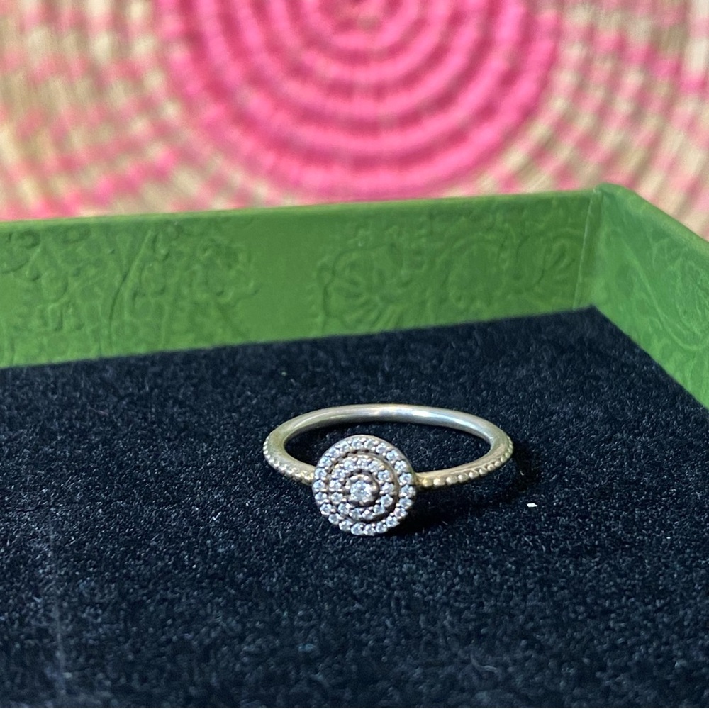 Authentic Pandora Ring, Radiant Elegance clear CZ, 925 Sterling Silver 52 US 6